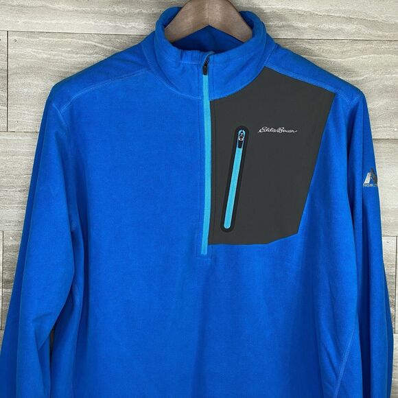 Eddie Bauer First Ascent Sweater Mens Large Blue Pullover 1/4 Zip Fleece Jacket - Picture 3 of 12